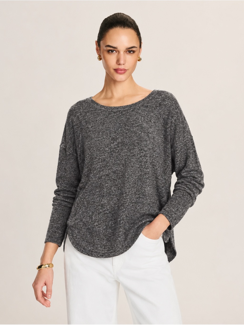 Charter Club Luxury 100% Cashmere Heather Gray Oversized Sweater Women Size S